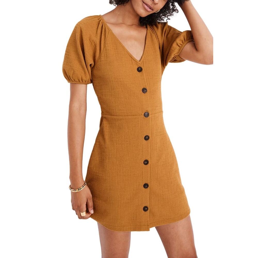 Madewell Texture & Thread Puff Sleeve Dress Sz S
